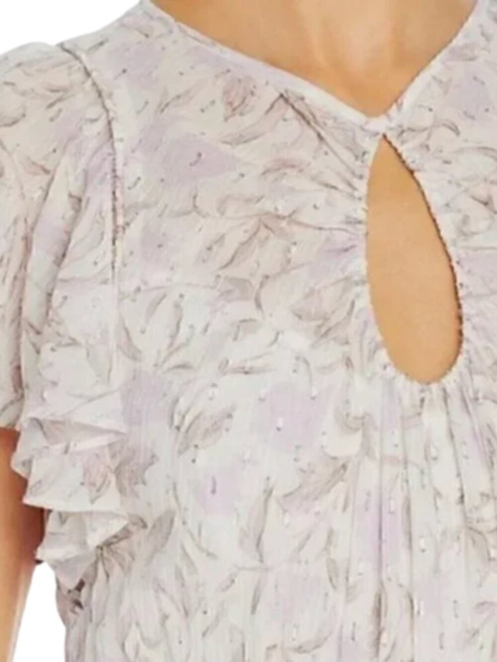 Rebecca Taylor Zadie Smocked Silk Chiffon Dress Women's 2 White Coquette Floral